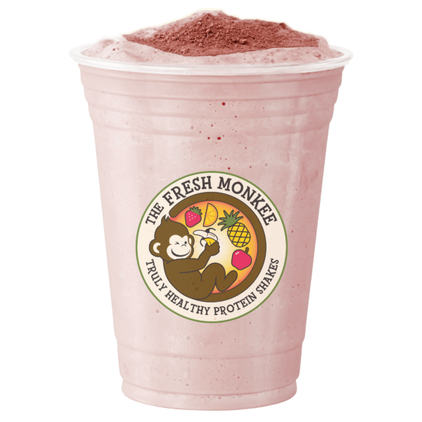 Treat yourself to the luscious taste of Chocolate Dipped Strawberry Moon, one of our delectable healthy smoothies at The Fresh Monkee.