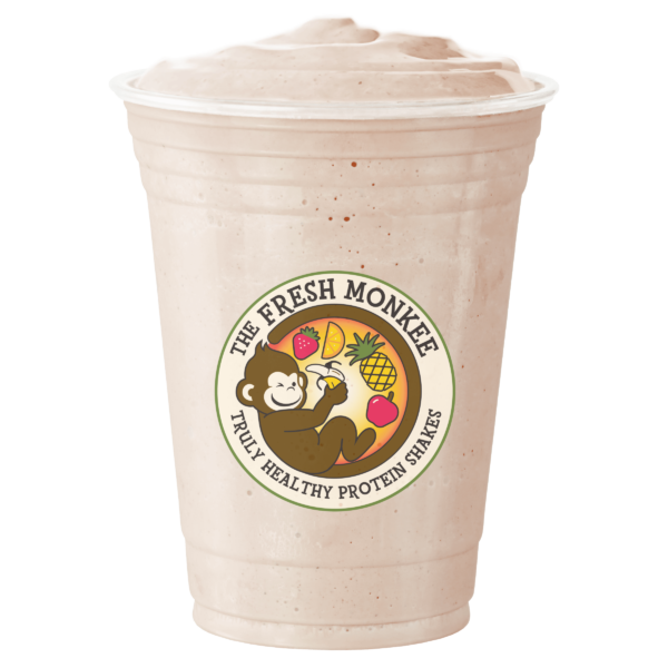 Satisfy your cravings with the nutty goodness of Hazelnut Monkee, one of our delicious protein shakes at The Fresh Monkee.