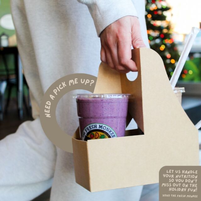 The holiday season is busy enough, let us make it easier! Grab a shake on the go🏃‍♀️💨 
Just order ahead through our website or your favorite app, and your shake will be ready for you when you get here!

#HolidayHustle #OnTheGo #OrderAhead #GrabAndGo #Foodie #HealthyShake #TheFreshMonkee