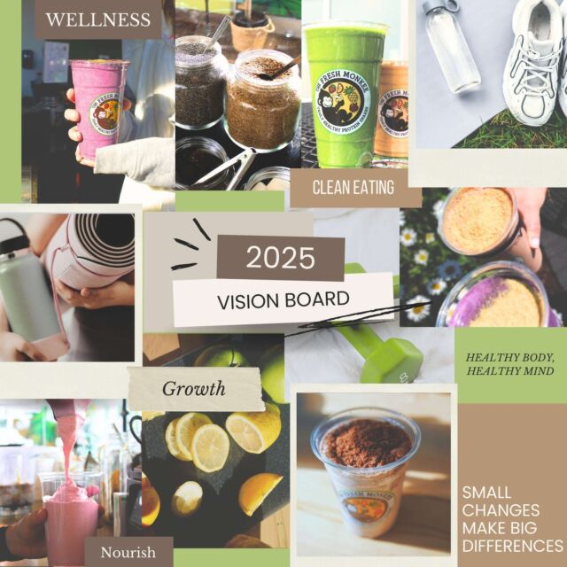 🌟 2025 in focus: health, hustle, and our signature shakes! 🥤💪 From gym gains to wellness wins, our vision board is all about fueling your goals with flavor and purpose. Here’s to a year of crushing it, one sip at a time. Let’s do this! 🚀

#HealthGoals #WellnessJourney #FitnessMotivation #HealthyLifestyle #GymLife #NutritionTips #FuelYourBody #TheFreshMonkee