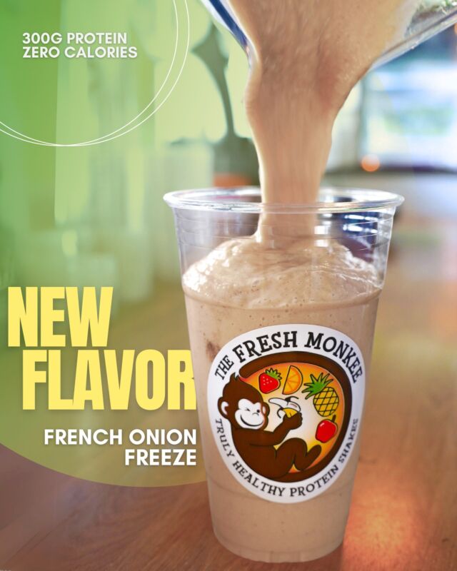 Our soup lovers asked, and we delivered🥘 French Onion Freeze available starting today, April 1st!

#FrenchOnionFreeze #ProteinShake #AprilFools #TheFreshMonkee