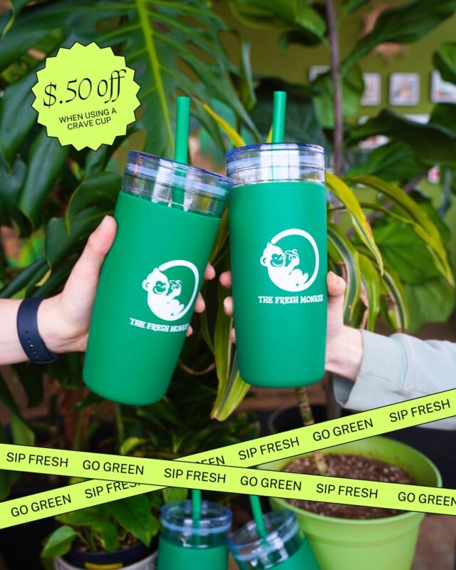 Good for you and great for the earth! Grab a crave cup with your shake today ♻️💚

#SustainableLiving #EcoFriendly #GreenLiving #ProteinShake #TheFreshMonkee