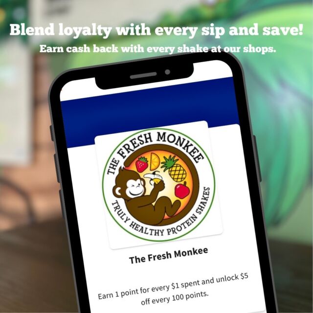 Did you know we have a loyalty program? Spend $100 get $5. Sign up in-store during your next visit - it's quick and easy!

#TheFreshMonkee #Smoothies #Smoothie #ProteinShakes #HealthyShakes #CleanEating #MealReplacement #HealthyLiving